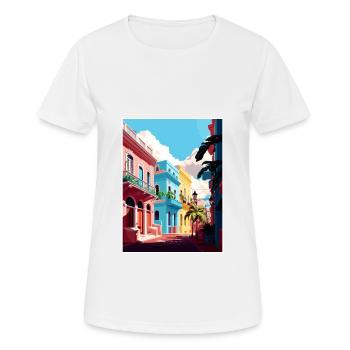San Juan Caribbean Vintage Travel Poster Souvenir - Women's Breathable T-Shirt - white - Front - AI Model Female 172 dark (172cm)