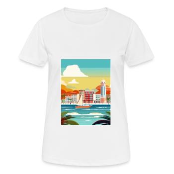 San Juan Caribbean Vintage Travel Poster Souvenir - Women's Breathable T-Shirt - white - Front - AI Model Female 172 dark (172cm)