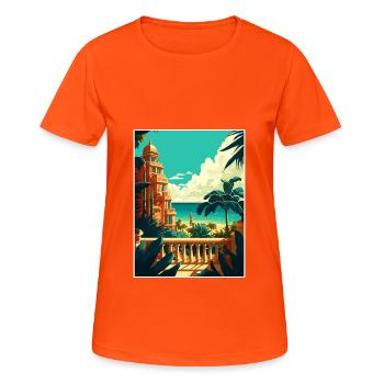 Cancun décoration Vintage voyage affiche Souvenir - T-shirt respirant Femme - orange néon - Devant - AI Model Female 172 dark (172cm)