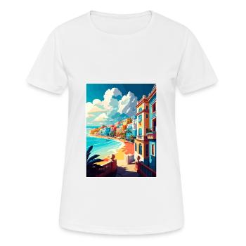 San Juan Caribbean Vintage Travel Poster Souvenir - Women's Breathable T-Shirt - white - Front - AI Model Female 172 dark (172cm)