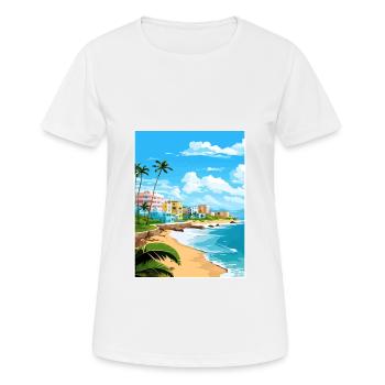San Juan Caribbean Vintage Travel Poster Souvenir - Women's Breathable T-Shirt - white - Front - AI Model Female 172 dark (172cm)