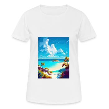 Eleuthera Caribbean Vintage Travel Poster Souvenir - Women's Breathable T-Shirt - white - Front - AI Model Female 172 dark (172cm)