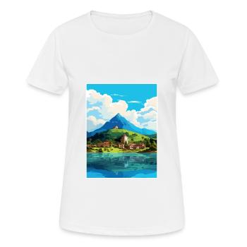 Florianopolis Brésil Vintage voyage affiche WPA Art - T-shirt respirant Femme - blanc - Devant - AI Model Female 172 dark (172cm)