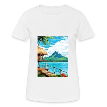 Bora Französisch-Polynesien Vintage Reiseposter WPA - Frauen T-Shirt atmungsaktiv - Weiß - Vorne - AI Model Female 172 dark (172cm)