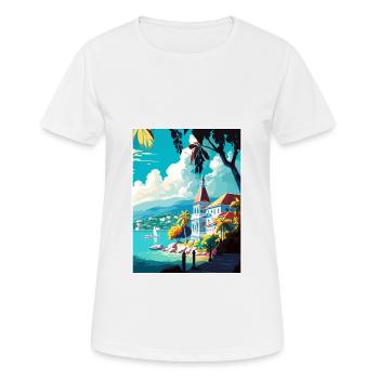 Montego Bay Caribbean Vintage Travel Poster WPA - Women's Breathable T-Shirt - white - Front - AI Model Female 172 dark (172cm)