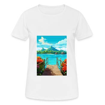 Bora Französisch-Polynesien Vintage Reiseposter WPA - Frauen T-Shirt atmungsaktiv - Weiß - Vorne - AI Model Female 172 dark (172cm)
