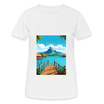 Bora Französisch-Polynesien Vintage Reiseposter WPA - Frauen T-Shirt atmungsaktiv - Weiß - Vorne - AI Model Female 172 dark (172cm)