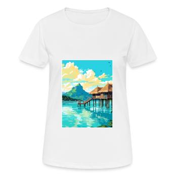 Bora Französisch-Polynesien Vintage Reiseposter WPA - Frauen T-Shirt atmungsaktiv - Weiß - Vorne - AI Model Female 172 dark (172cm)