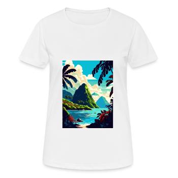 Saint Lucia Caribbean Vintage Travel Poster WPA - Women's Breathable T-Shirt - white - Front - AI Model Female 172 dark (172cm)