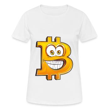 lustiges Bitcoin BTC Symbol Comic Cartoon Style - Frauen T-Shirt atmungsaktiv - Weiß - Vorne - AI Model Female 172 dark (172cm)