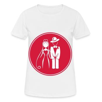 Couple marié, mariage, mariée, marié - T-shirt respirant Femme - blanc - Devant - AI Model Female 172 dark (172cm)