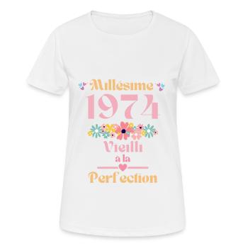 50 ans idée cadeau anniversaire drôle humour maman - T-shirt respirant Femme - blanc - Devant - AI Model Female 172 dark (172cm)