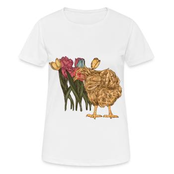 Poulet Poulets Volaille Poulailler Fleurs - T-shirt respirant Femme - blanc - Devant - AI Model Female 172 dark (172cm)