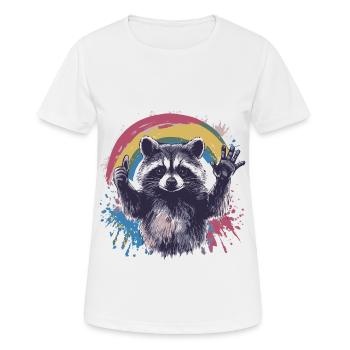 Waschbär Farbkleckse Regenbogen - Frauen T-Shirt atmungsaktiv - Weiß - Vorne - AI Model Female 172 dark (172cm)