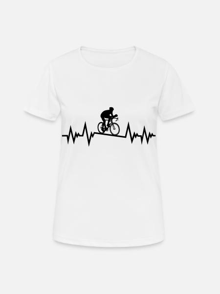 Cyclistes sur route et battements de cœur, vélo de route, cyclisme - T-shirt respirant Femme - blanc