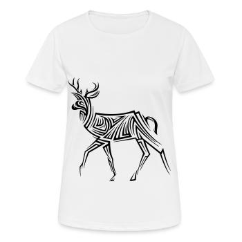 Deer Tribal Tattoo - Women's Breathable T-Shirt - white - Front - AI Model Female 172 dark (172cm)