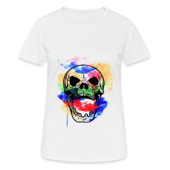 Furchtsamer und schöner Aquarell Schädel Entwurf - Frauen T-Shirt atmungsaktiv - Weiß - Vorne - AI Model Female 172 dark (172cm)