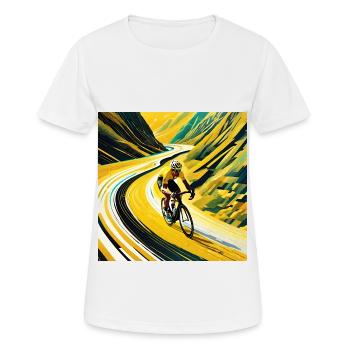 Peak Pursuit: Yellow Jersey's Flight - Women's Breathable T-Shirt - white - Front - AI Model Female 172 dark (172cm)