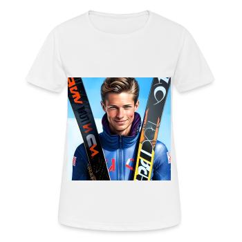 Sauteur à ski - T-shirt respirant Femme - blanc - Devant - AI Model Female 172 dark (172cm)