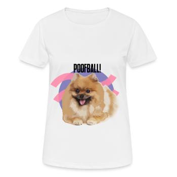 "POOFBALL!" - Zwergspitz - Women's Breathable T-Shirt - white - Front - AI Model Female 172 dark (172cm)