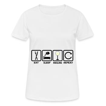 Riesling Wine T Shirt - Mangez Sommeil Répétez - T-shirt respirant Femme - blanc - Devant - AI Model Female 172 dark (172cm)