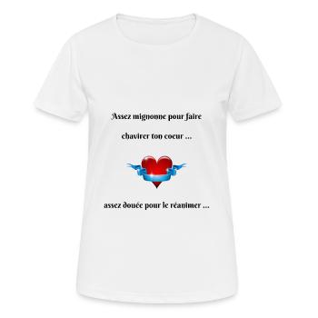 assez mignonne pour faire chavirer ton coeur - T-shirt respirant Femme - blanc - Devant - AI Model Female 172 dark (172cm)