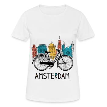Amsterdam Adam Radfahren Fahrrad - Frauen T-Shirt atmungsaktiv - Weiß - Vorne - AI Model Female 172 dark (172cm)