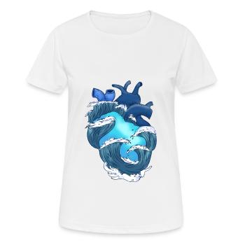 Coeur océan tsunami battement de coeur vagues mer pacifique - T-shirt respirant Femme - blanc - Devant - AI Model Female 172 dark (172cm)