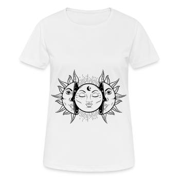 Soleil planète univers face lune voie lactée - T-shirt respirant Femme - blanc - Devant - AI Model Female 172 dark (172cm)
