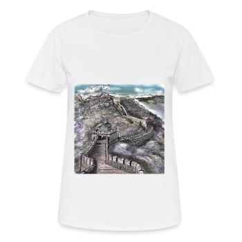 Chinesische Mauer China Wunder Denkmal Peking - Frauen T-Shirt atmungsaktiv - Weiß - Vorne - AI Model Female 172 dark (172cm)