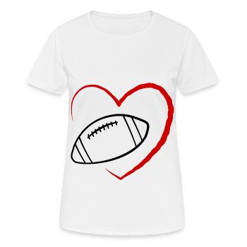 Herz rot Football Love Liebe - Frauen T-Shirt atmungsaktiv - Weiß - Vorne - AI Model Female 172 dark (172cm)