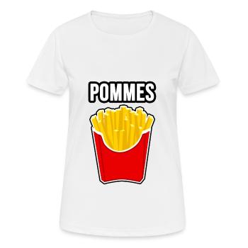 Pommes - Frauen T-Shirt atmungsaktiv - Weiß - Vorne - AI Model Female 172 dark (172cm)