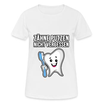 Zähne putzen nicht vergessen - Frauen T-Shirt atmungsaktiv - Weiß - Vorne - AI Model Female 172 dark (172cm)