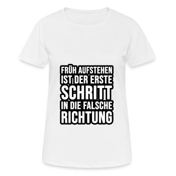 Früh aufstehen - Frauen T-Shirt atmungsaktiv - Weiß - Vorne - AI Model Female 172 dark (172cm)