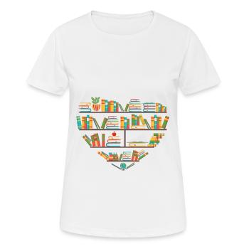 Lesezitat Herz Bücherregale Bibliothek Buchliebhaber - Frauen T-Shirt atmungsaktiv - Weiß - Vorne - AI Model Female 172 dark (172cm)
