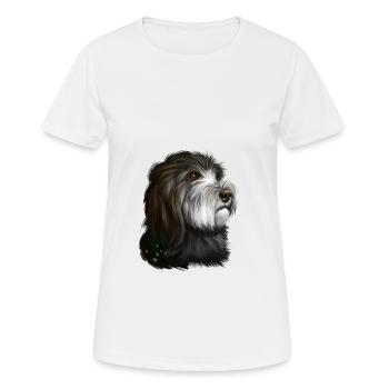 Katalanischer Schäferhund Aquarell Illustration - Frauen T-Shirt atmungsaktiv - Weiß - Vorne - AI Model Female 172 dark (172cm)