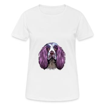 Anglais Springer Spaniel Dog Aquarelle Illustrati - T-shirt respirant Femme - blanc - Devant - AI Model Female 172 dark (172cm)