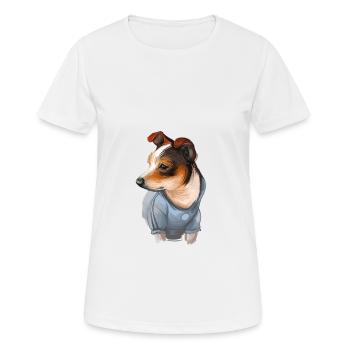 Rat Terrier Dog Watercolor Illustration - Women's Breathable T-Shirt - white - Front - AI Model Female 172 dark (172cm)