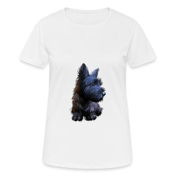 Illustration de l’aquarelle du chien Skye Terrier - T-shirt respirant Femme - blanc - Devant - AI Model Female 172 dark (172cm)