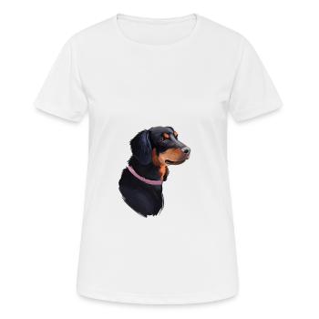 Slovensky Kopov Hund Aquarell Skizze Illustration - Frauen T-Shirt atmungsaktiv - Weiß - Vorne - AI Model Female 172 dark (172cm)