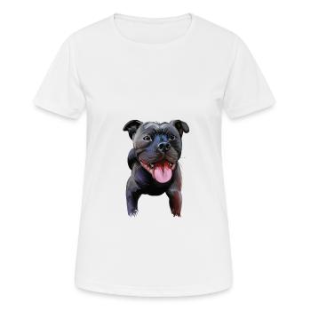 Staffordshire Bull Terrier Staffy Dog Illustration - Women's Breathable T-Shirt - white - Front - AI Model Female 172 dark (172cm)