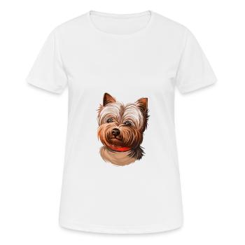 Yorkshire Terrier Dog Watercolor Illustration - Women's Breathable T-Shirt - white - Front - AI Model Female 172 dark (172cm)