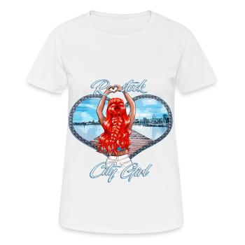Rostock City Girl mit roten Haaren - Frauen T-Shirt atmungsaktiv - Weiß - Vorne - AI Model Female 172 dark (172cm)