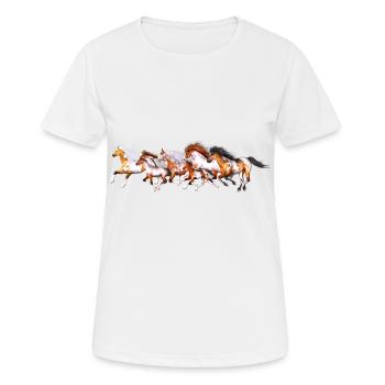 Wild Horses Herd - Frauen T-Shirt atmungsaktiv - Weiß - Vorne - AI Model Female 172 dark (172cm)