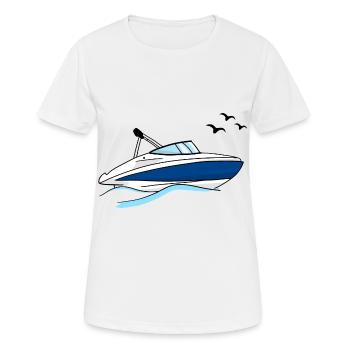 Motorboot - Frauen T-Shirt atmungsaktiv - Weiß - Vorne - AI Model Female 172 dark (172cm)