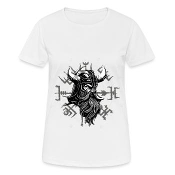 Vegvísir with Viking head - Women's Breathable T-Shirt - white - Front - AI Model Female 172 dark (172cm)