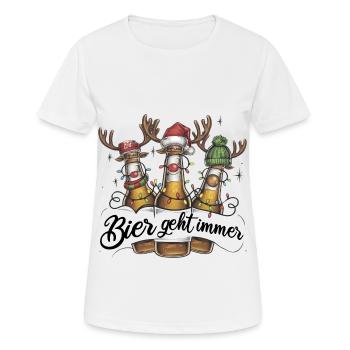 Biertrinker Weihnachtsbier Maßbier geht immer - Frauen T-Shirt atmungsaktiv - Weiß - Vorne - AI Model Female 172 dark (172cm)