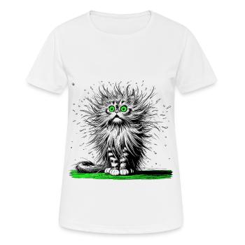 Katze, Comic, witzig, lustig - Frauen T-Shirt atmungsaktiv - Weiß - Vorne - AI Model Female 172 dark (172cm)