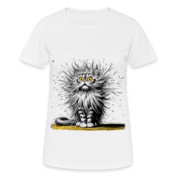 chat drôle, rire, rire - T-shirt respirant Femme - blanc - Devant - AI Model Female 172 dark (172cm)