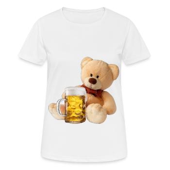 Ours avec bière bière chemise buveur de bière - T-shirt respirant Femme - blanc - Devant - AI Model Female 172 dark (172cm)